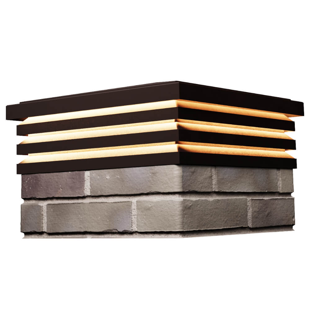 Колпак Zking Бона ХайТек Коричневый на столб 1.5х1.5 кирпича (385х385мм) с подсветкой в Москве фото