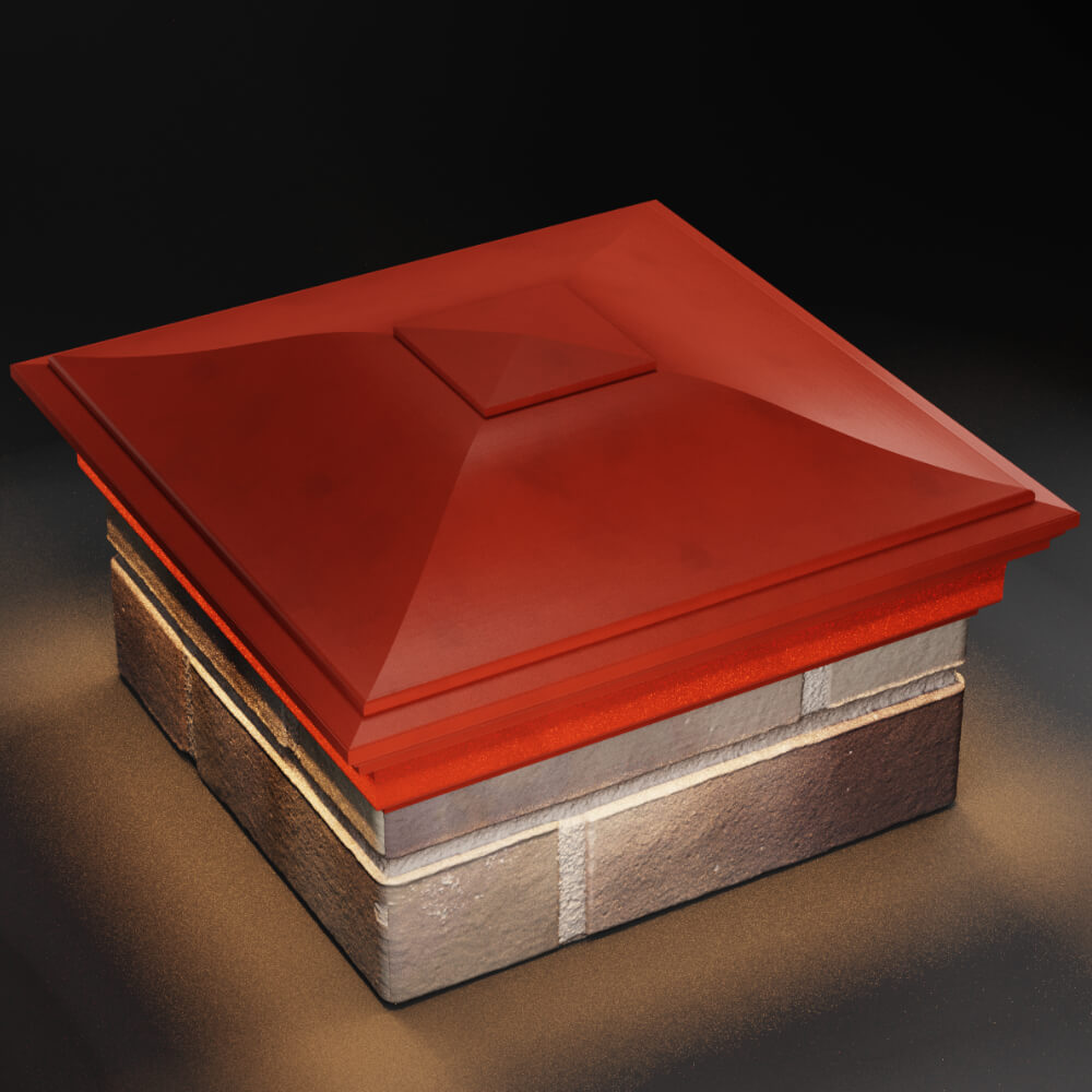 Колпак Zking Монблан Красный на столб 1.5х1.5 кирпича (385х385мм) с подсветкой в Москве фото