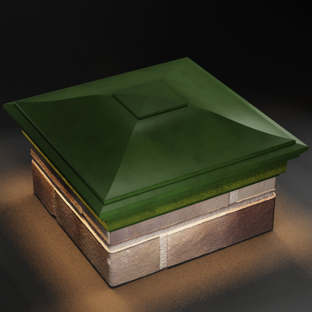 Колпак Zking Монблан Зеленый на столб 1.5х1.5 кирпича (385х385мм) с подсветкой в Москве фото