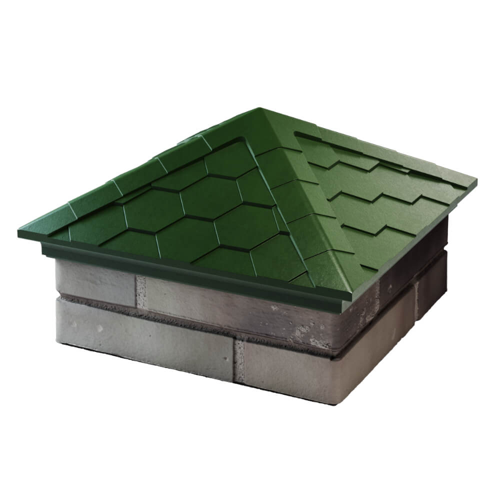 Колпак Zking Эверест Зеленый на столб 1.5х1.5 кирпича (390х390мм) в Москве фото