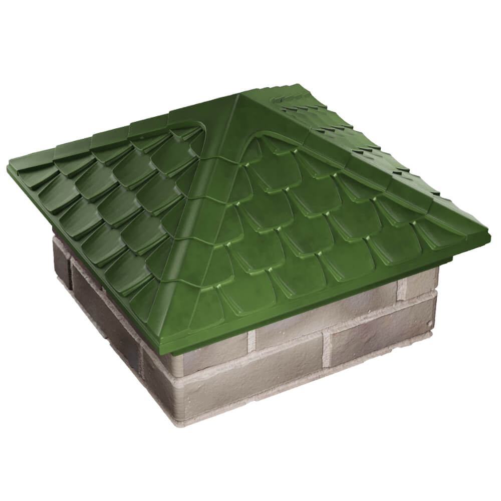 Колпак Zking Эльбрус Зеленый на столб 1.5х1.5 кирпича (385х385мм) в Москве фото