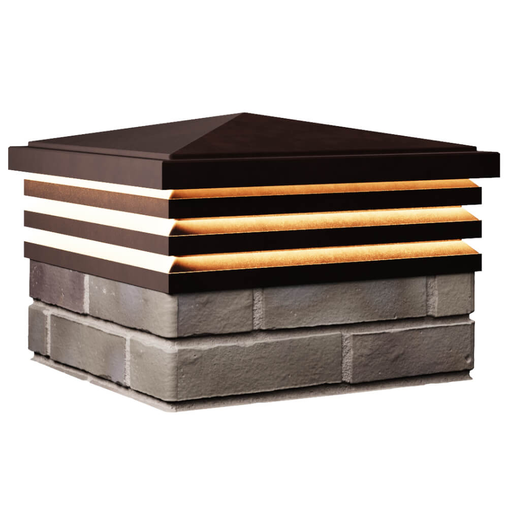 Колпак Zking Бона ХайТек Коричневый на столб 1.5х1.5 кирпича (385х385мм) с подсветкой в Москве фото