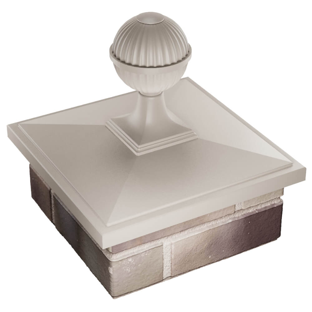 Колпак Zking БонаМоно Бежевый с шаром на столб 1.5х1.5 кирпича (385х385, 400х400мм) в сборе в Москве фото