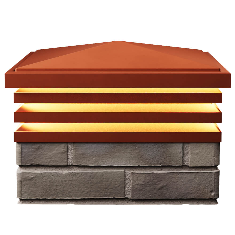 Колпак Zking Бона ХайТек Красный на столб 1.5х1.5 кирпича (385х385мм) с подсветкой в Москве фото