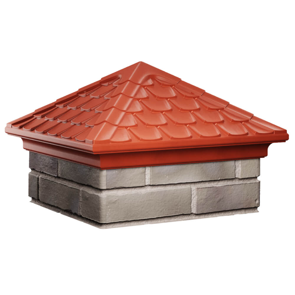 Колпак Zking Эльбрус Красный на столб 1.5х1.5 кирпича (385х385мм) в Москве фото