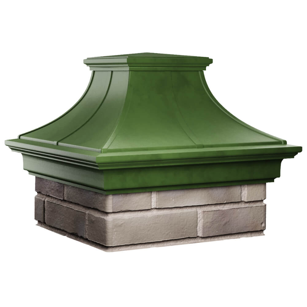Колпак Zking Монблан Премиум Зеленый на столб 1.5х1.5 кирпича (385х385мм) в Москве фото