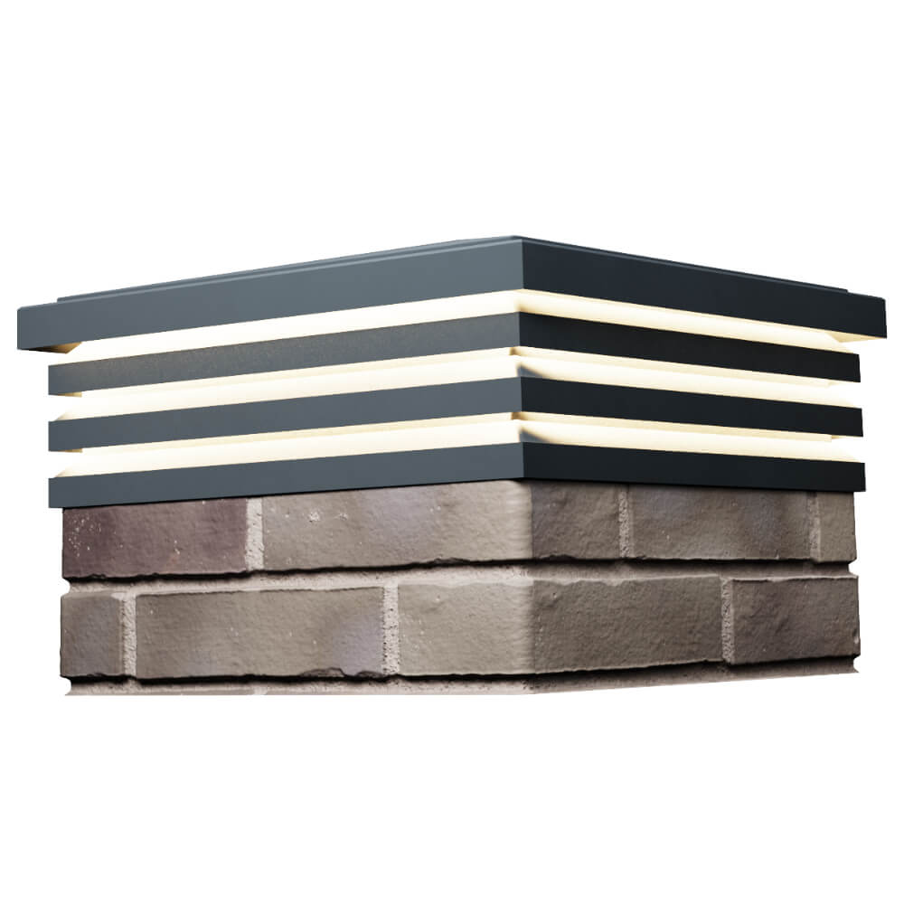 Колпак Zking Бона ХайТек Серый на столб 1.5х1.5 кирпича (385х385мм) с подсветкой в Москве фото