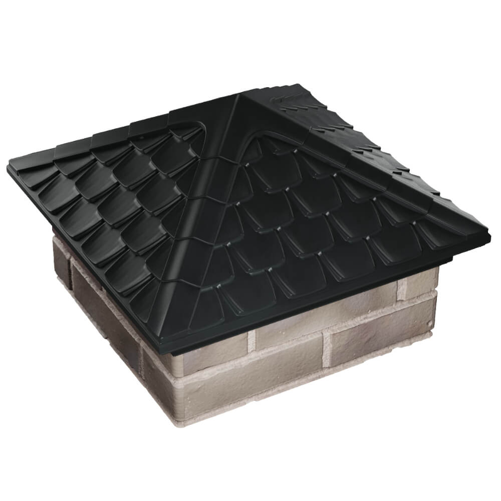 Колпак Zking Эльбрус Черный на столб 1.5х1.5 кирпича (385х385мм) в Москве фото