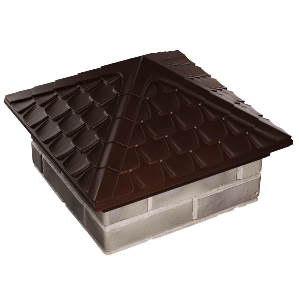 Колпак Zking Эльбрус Коричневый на столб 1.5х1.5 кирпича (385х385мм) в Москве фото