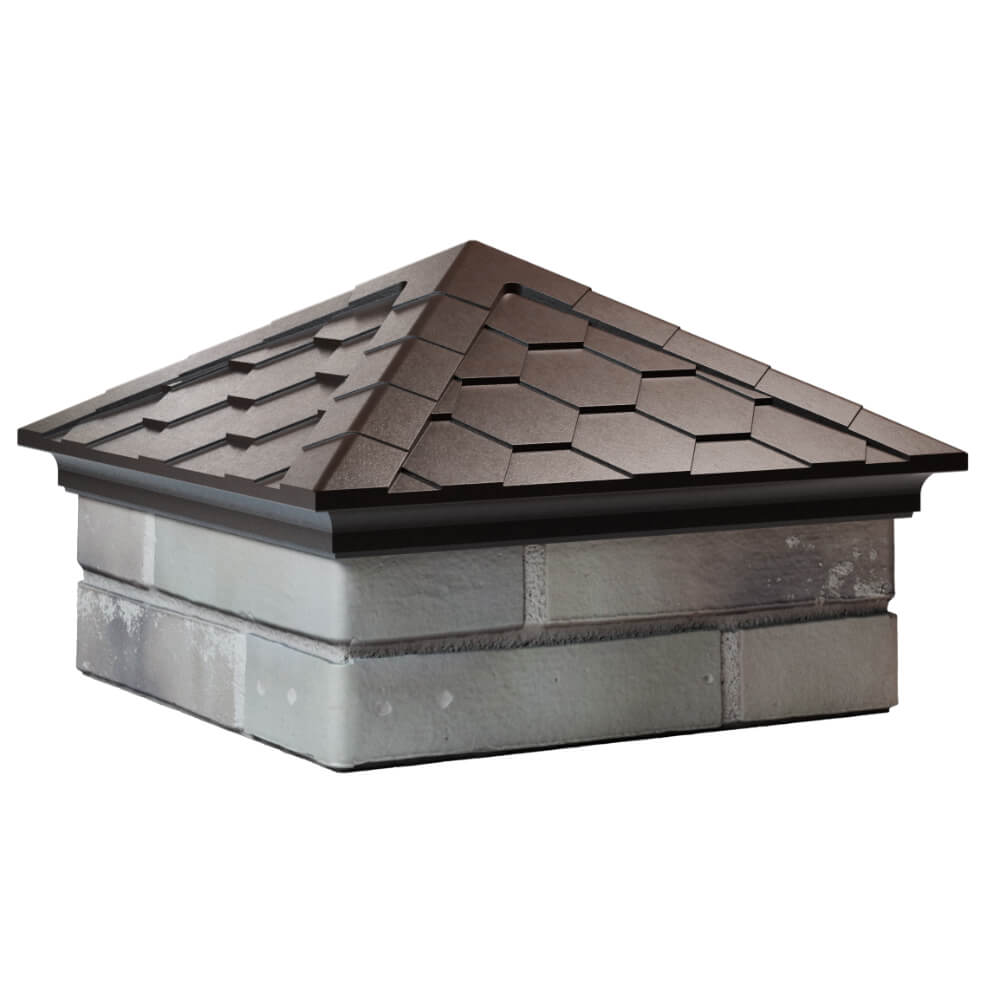 Колпак Zking Эверест Коричневый на столб 1.5х1.5 кирпича (390х390мм) в Москве фото