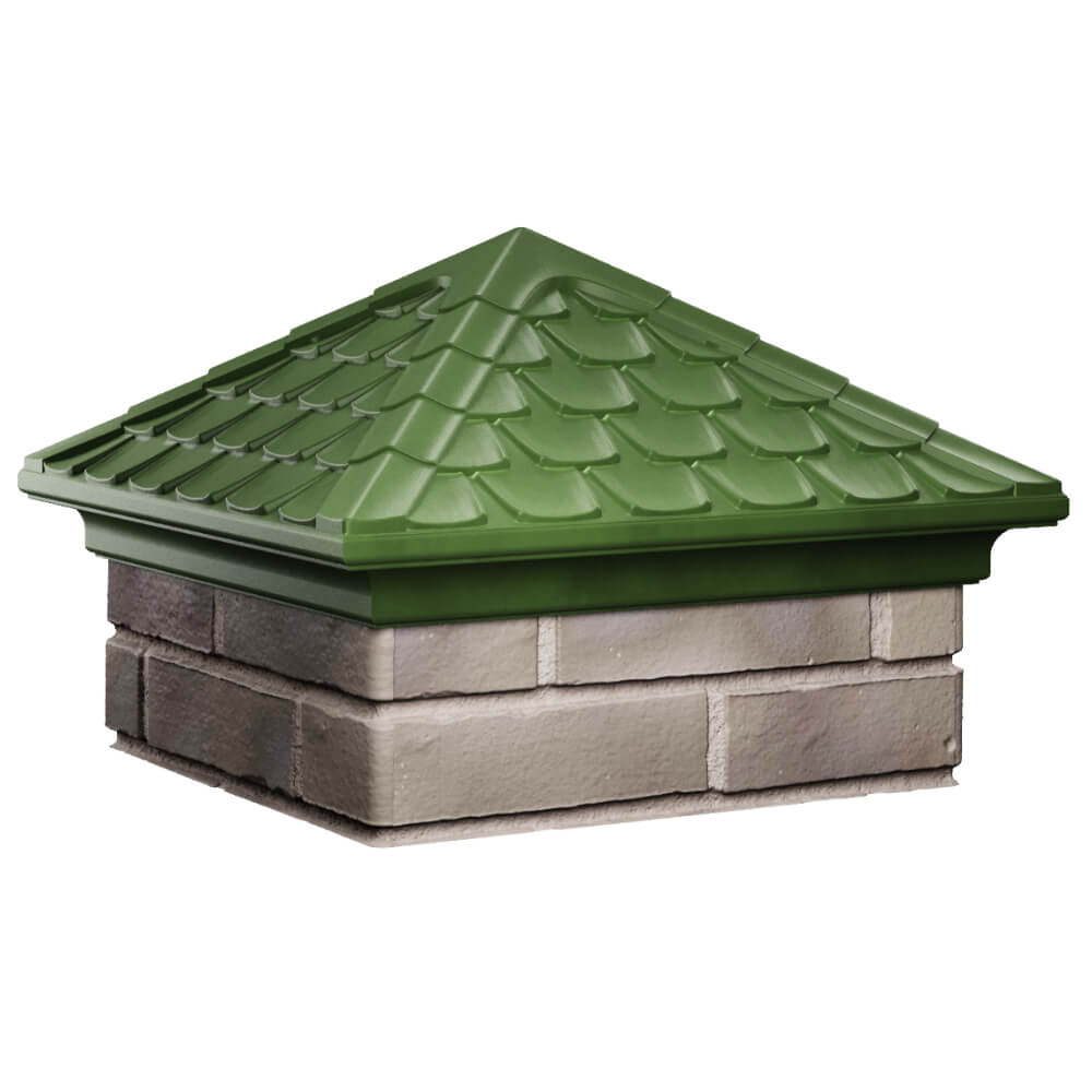 Колпак Zking Эльбрус Зеленый на столб 1.5х1.5 кирпича (385х385мм) в Москве фото