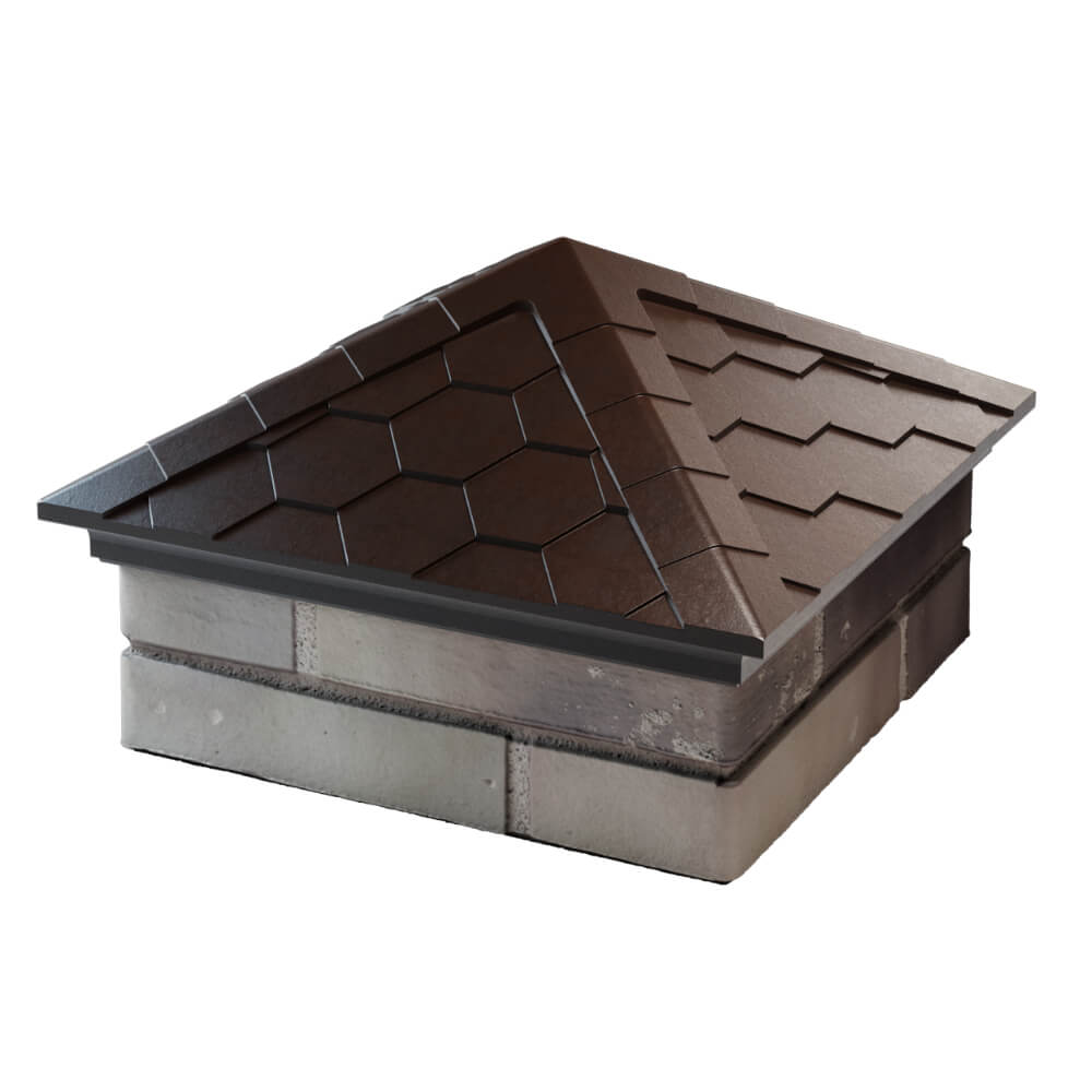 Колпак Zking Эверест Коричневый на столб 1.5х1.5 кирпича (390х390мм) в Москве фото