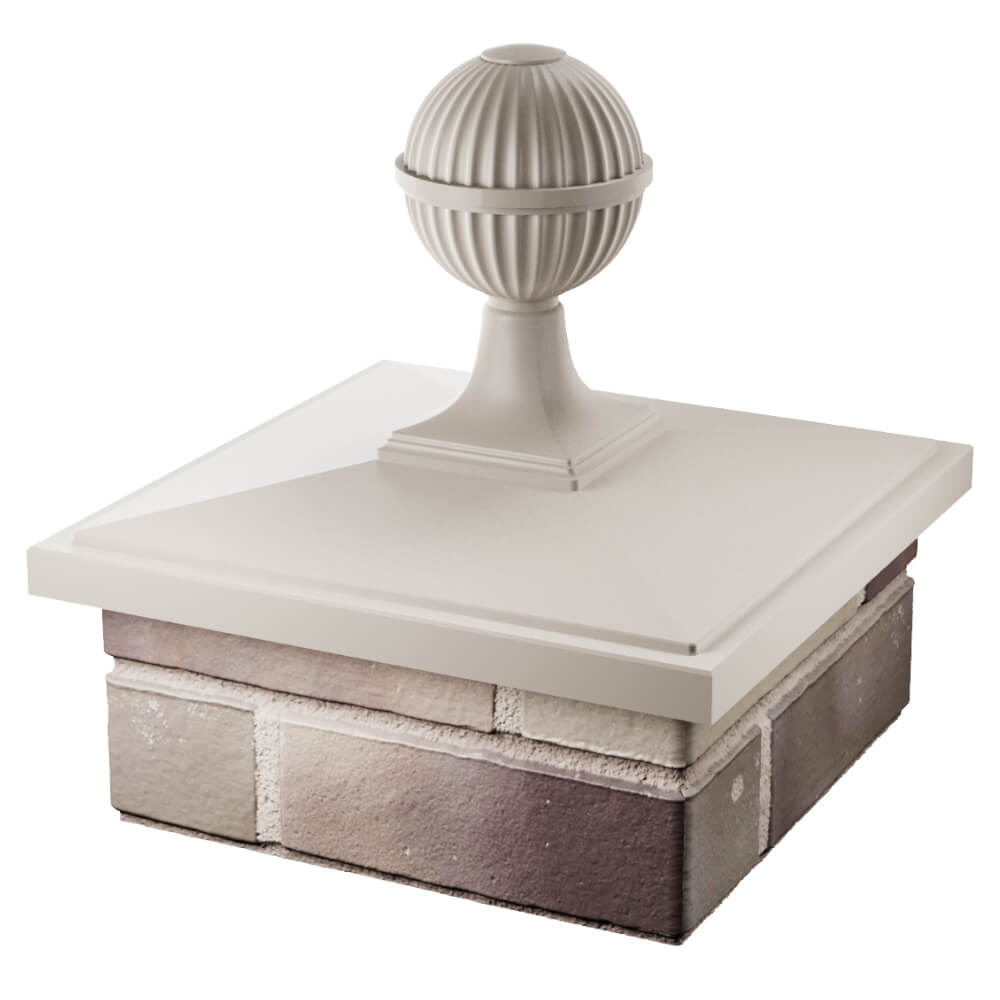 Колпак Zking БонаМоно Бежевый с шаром на столб 1.5х1.5 кирпича (385х385, 400х400мм) в сборе в Москве фото